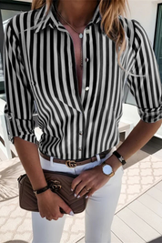 Charlotte Bellamy | Blue & White Striped Button Shirt for Women