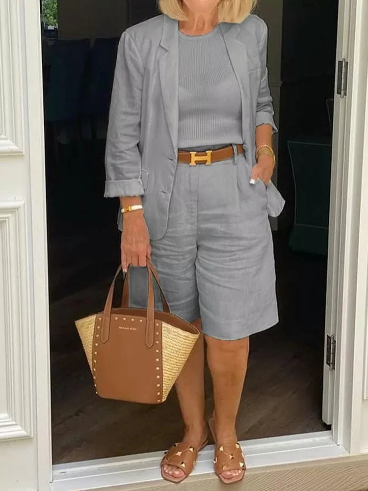 Charlotte Bellini | Elegant Linen Blazer Set For Women