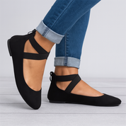 Céleste Moreau | Leopard Print Cross-Strap Ballet Flats For Women