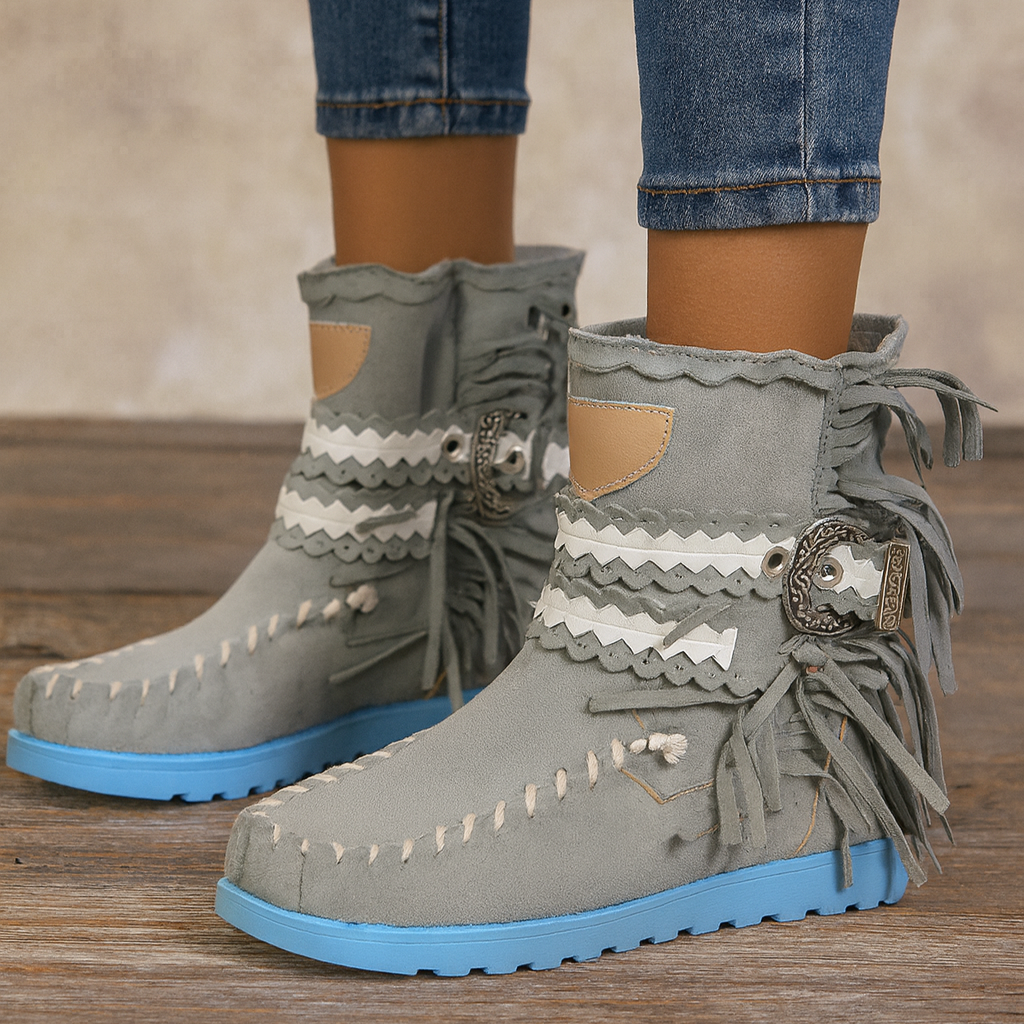 Alessia Conti | Boho Fringe Ankle Boots For Women