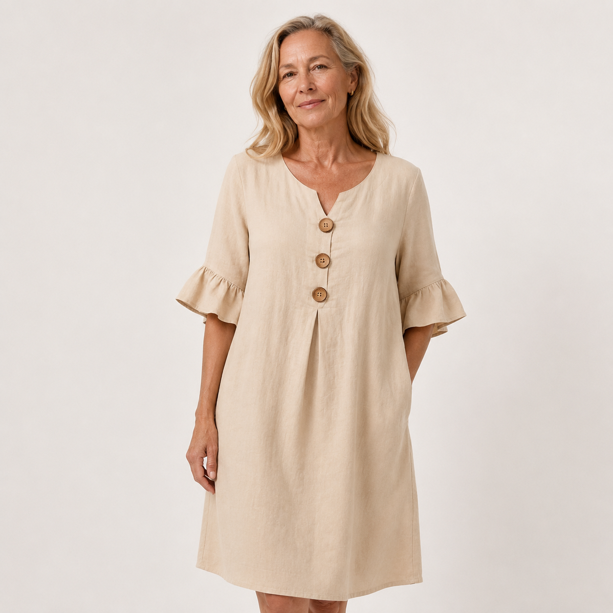 Eleanor Ashford | Casual Button Midi Dress For Women