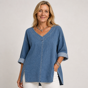 Amelia Kensington | Denim V-Neck Blouse For Women