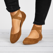 Céleste Moreau | Leopard Print Cross-Strap Ballet Flats For Women