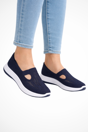 Dorothea Sinclair | Navy Knit Slip-On Comfort Shoes for Women