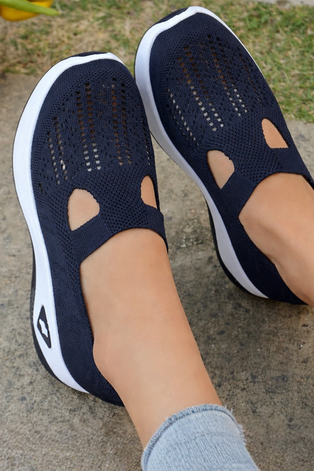 Dorothea Sinclair | Navy Knit Slip-On Comfort Shoes for Women