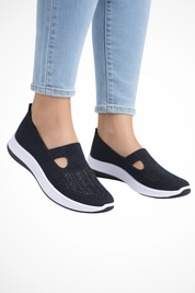Dorothea Sinclair | Navy Knit Slip-On Comfort Shoes for Women