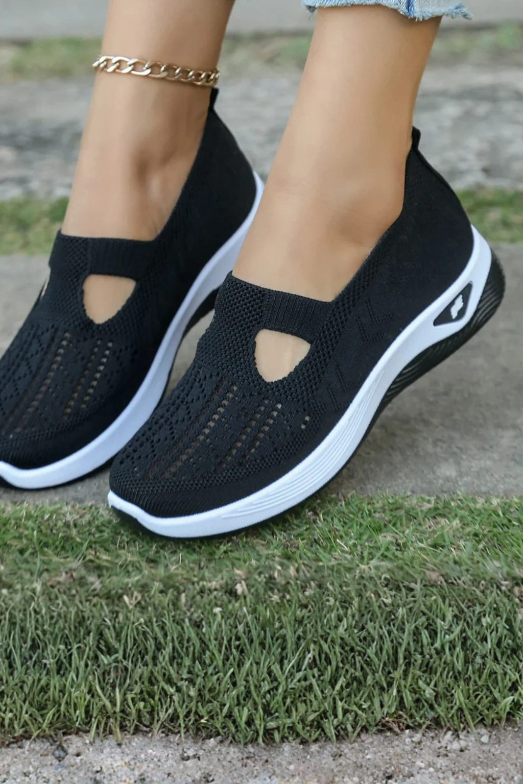 Dorothea Sinclair | Navy Knit Slip-On Comfort Shoes for Women