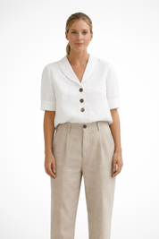 Clara Bellini | Black Button-Front Short Sleeve Blouse for Women
