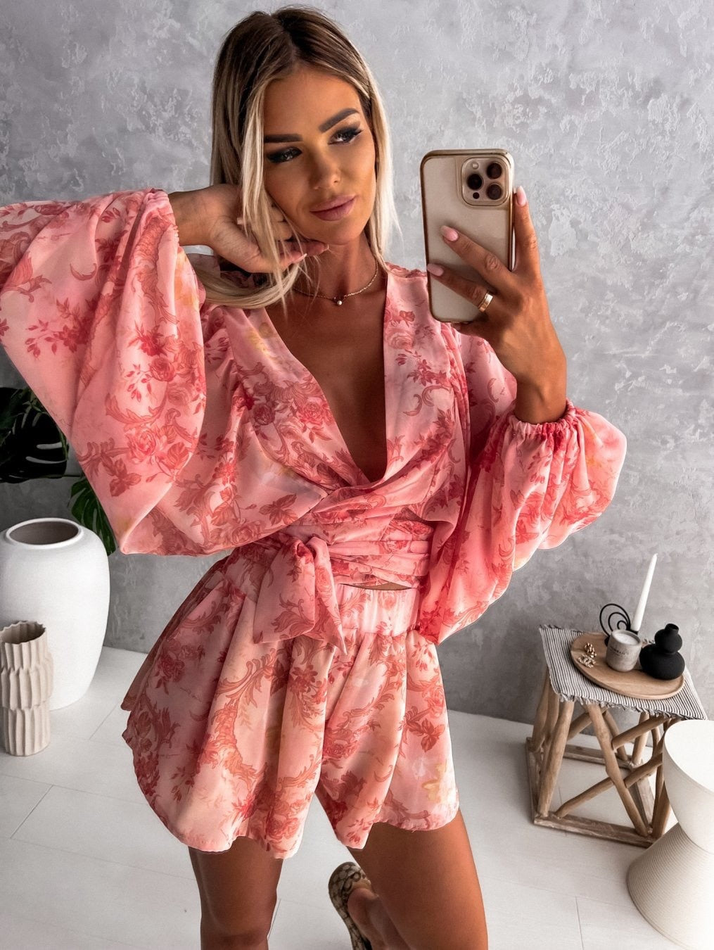 Kiara Snyder | Summer Long Sleeve with Shorts Set For Women