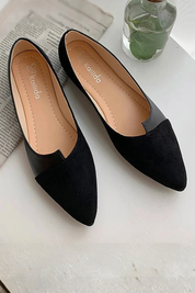 Vivienne Alcott | Two-Tone Pointed Toe Ballet Flats in Taupe