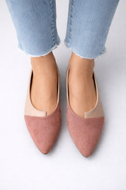 Vivienne Alcott | Two-Tone Pointed Toe Ballet Flats in Taupe