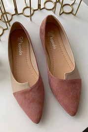 Vivienne Alcott | Two-Tone Pointed Toe Ballet Flats in Taupe
