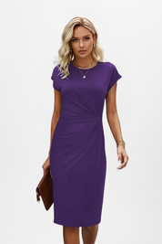 Victoria Sinclair | Elegant Ruched Midi Dress For Women