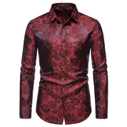 Damien Laurent | Black Satin Jacquard Slim Fit Shirt for Men