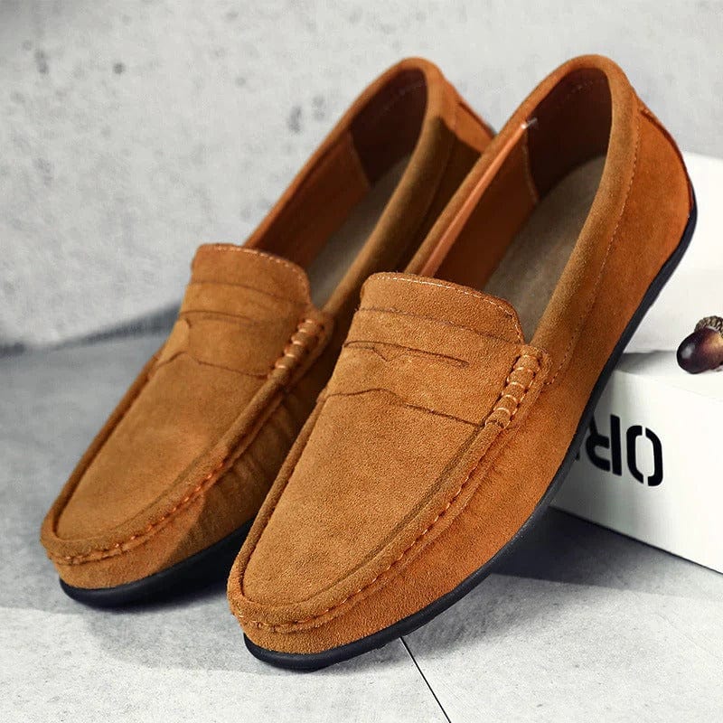 Dante Morelli | Navy Suede Penny Loafers for Men