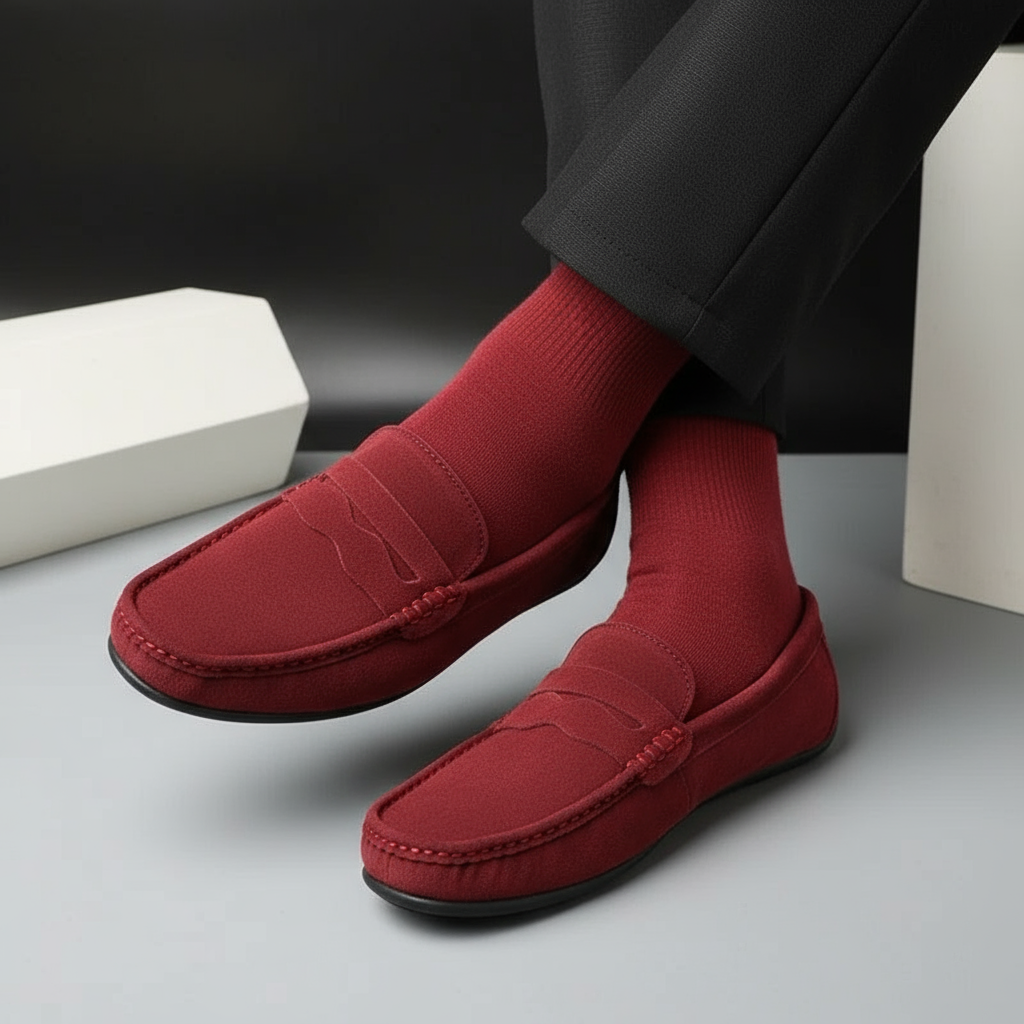 Dante Morelli | Navy Suede Penny Loafers for Men