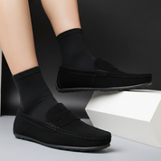 Dante Morelli | Navy Suede Penny Loafers for Men