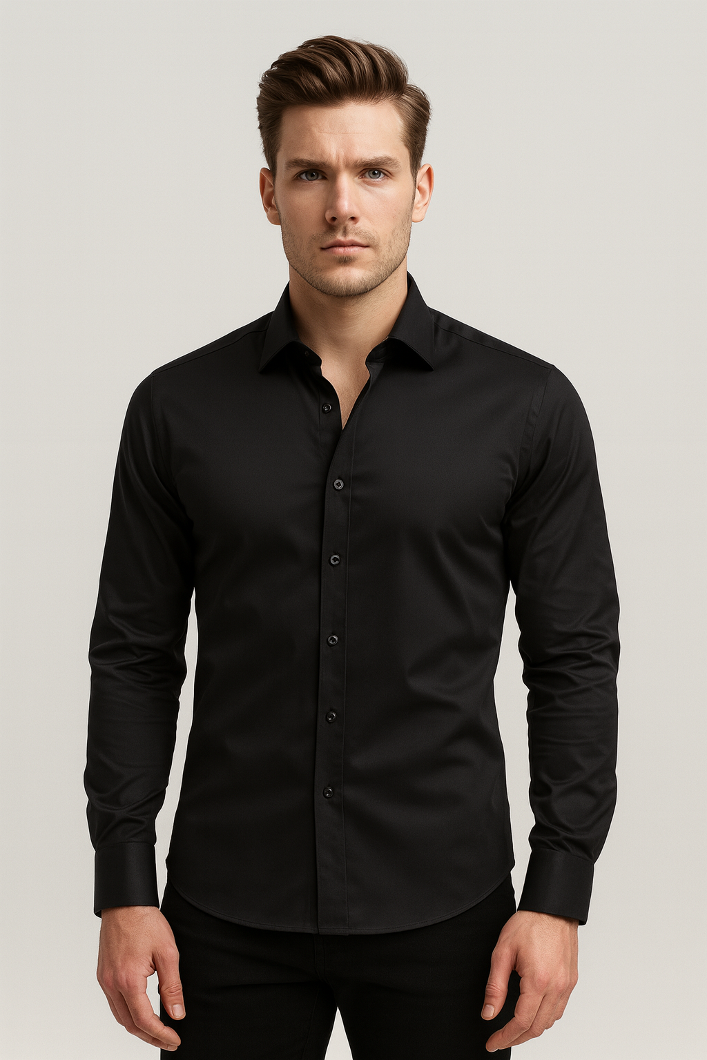 Dante Romano | Tailored Black Dress Shirt For Men
