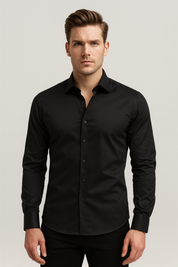 Dante Romano | Tailored Black Dress Shirt For Men