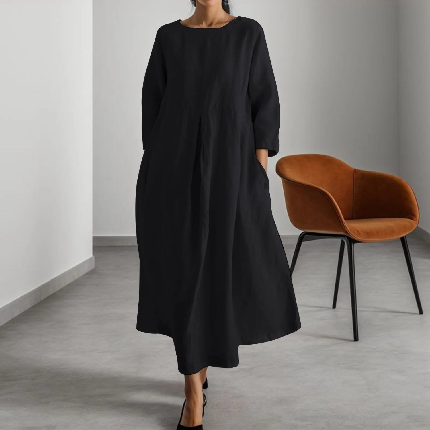 Elena Whitmore | Minimalist Black Maxi Dress For Women