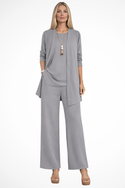 Aurelie Fontaine | Camel Three-Piece Wide-Leg Lounge Set for Women