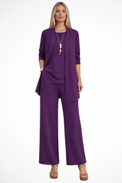 Aurelie Fontaine | Camel Three-Piece Wide-Leg Lounge Set for Women