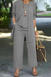 Aurelie Fontaine | Camel Three-Piece Wide-Leg Lounge Set for Women