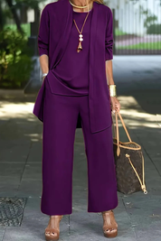 Aurelie Fontaine | Camel Three-Piece Wide-Leg Lounge Set for Women