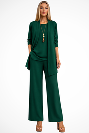 Aurelie Fontaine | Camel Three-Piece Wide-Leg Lounge Set for Women
