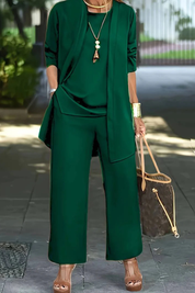 Aurelie Fontaine | Camel Three-Piece Wide-Leg Lounge Set for Women