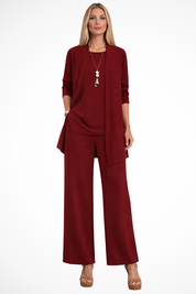 Aurelie Fontaine | Camel Three-Piece Wide-Leg Lounge Set for Women