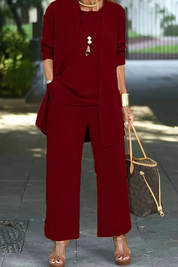 Aurelie Fontaine | Camel Three-Piece Wide-Leg Lounge Set for Women