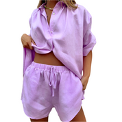 Vivienne Colette | Mint Linen Co-Ord Shirt & Shorts Set