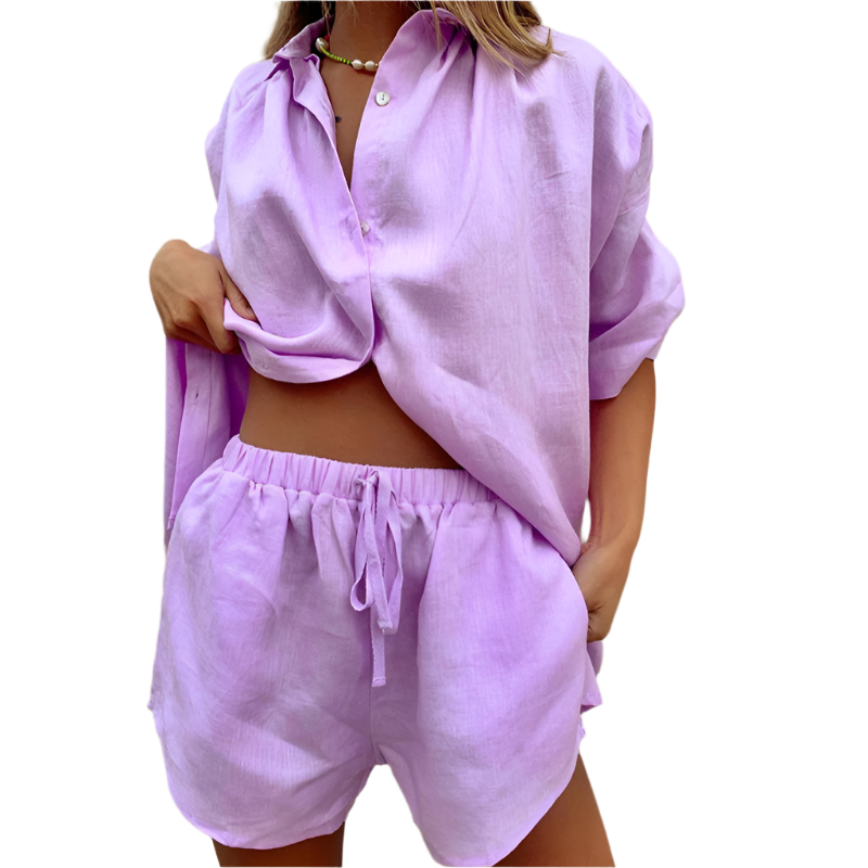 Vivienne Colette | Mint Linen Co-Ord Shirt & Shorts Set
