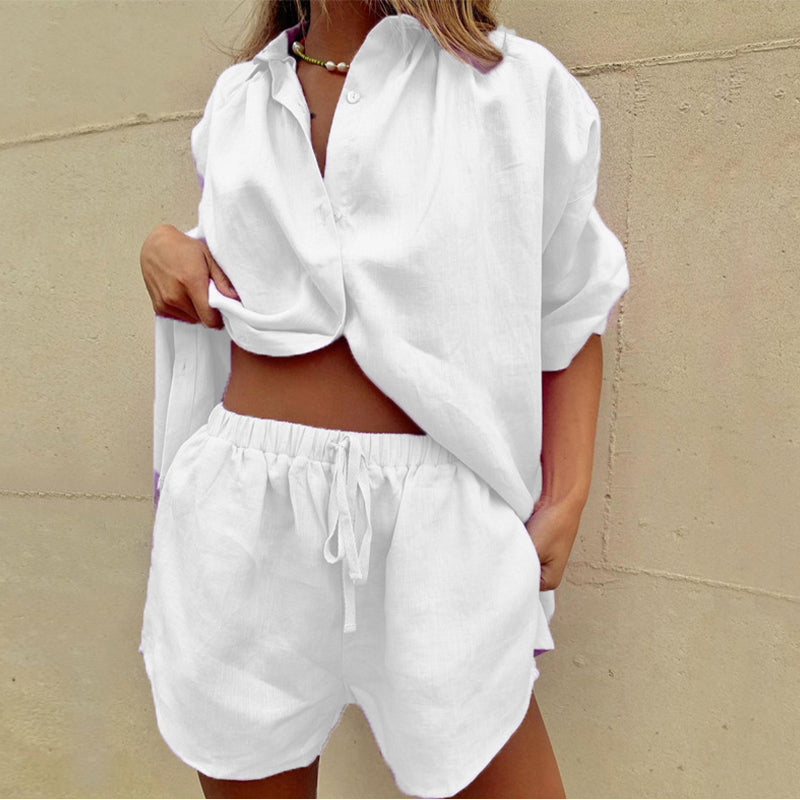 Vivienne Colette | Mint Linen Co-Ord Shirt & Shorts Set