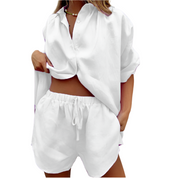 Vivienne Colette | Mint Linen Co-Ord Shirt & Shorts Set