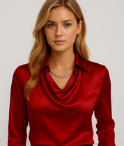 Elena Bellucci | Satin Draped Blouse For Women