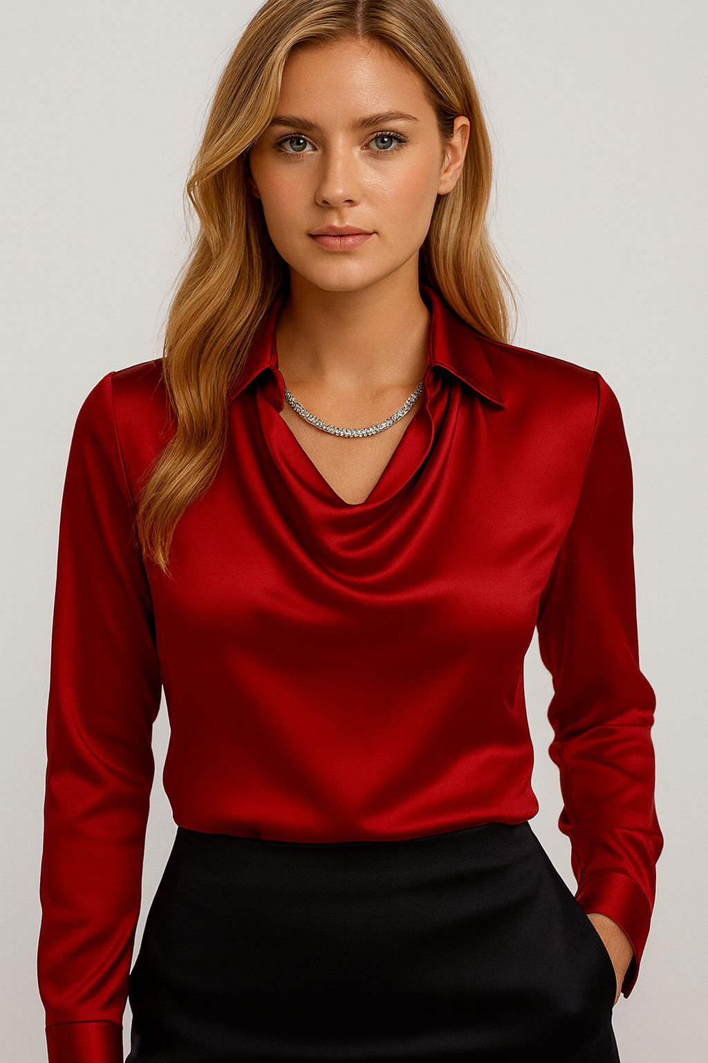 Elena Bellucci | Satin Draped Blouse For Women
