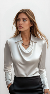 Elena Bellucci | Satin Draped Blouse For Women
