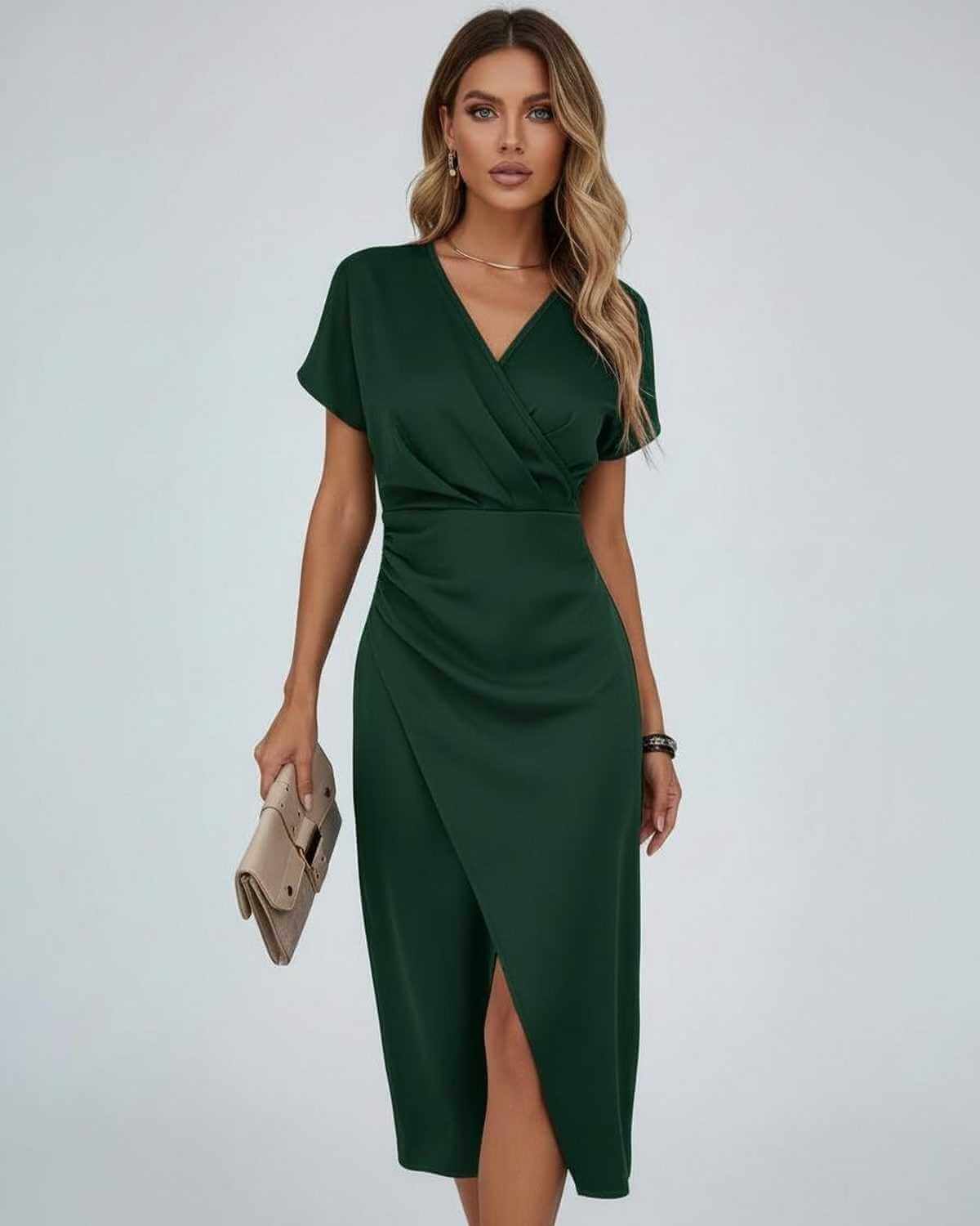 Amelia Sinclair | Elegant Wrap Midi Dress For Women
