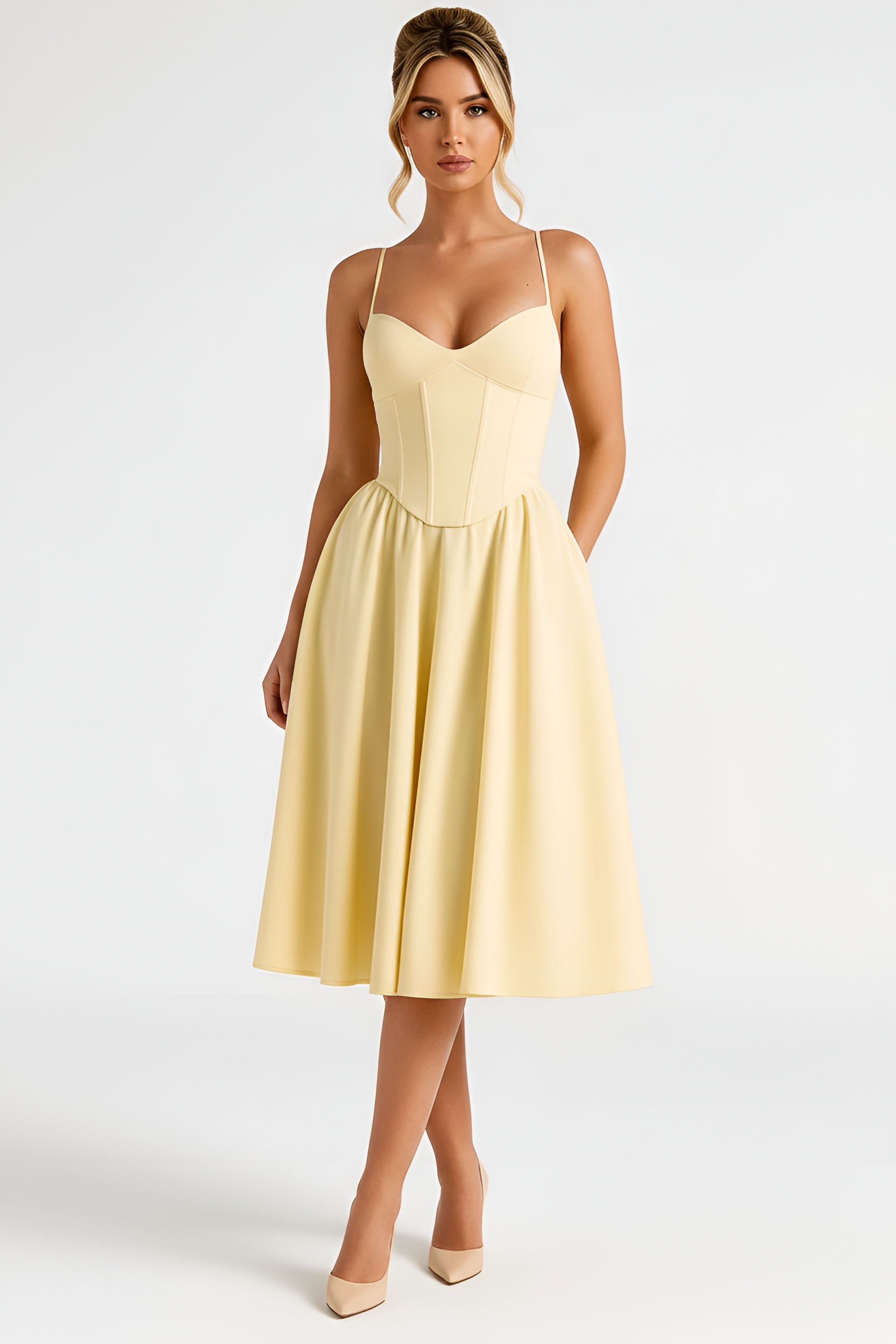 Léonie Vanthorpe | White Corset Midi Dress for Women