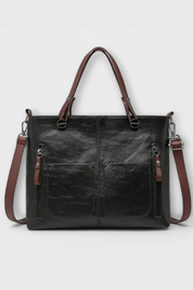 Elena Whitmore | Vintage Brown PU Leather Tote Bag
