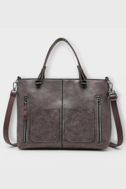 Elena Whitmore | Vintage Brown PU Leather Tote Bag