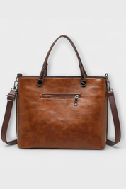 Elena Whitmore | Vintage Brown PU Leather Tote Bag