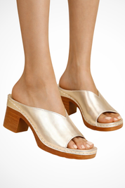 Margot Saville | White Block Heel Mule Sandals for Women
