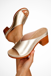 Margot Saville | White Block Heel Mule Sandals for Women