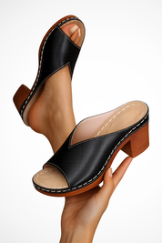 Margot Saville | White Block Heel Mule Sandals for Women