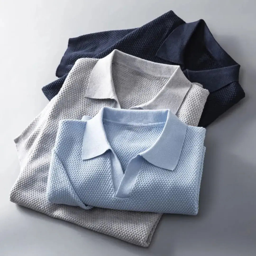 Enzo Bellamy | Textured Knit Polo Shirt For Men
