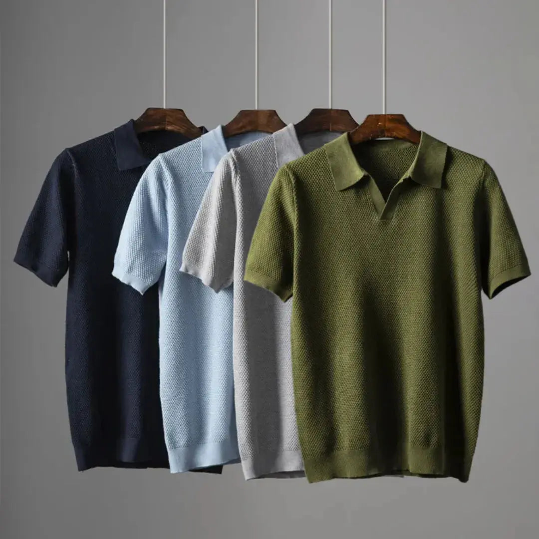 Enzo Bellamy | Textured Knit Polo Shirt For Men