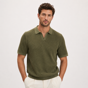 Enzo Bellamy | Textured Knit Polo Shirt For Men